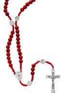 (P265R) RED WOOD CORD H.S. ROSARY