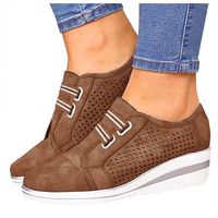 Dainzuy Wedge Sneakers for Women Fashion High Top Hidden Heel Shoes Casual Slip On Platform Ankle Booties Brown