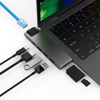 Sinstar 7 in 2 Type C Combo Hub USB C Adapter Compatible Macbook Air 2018/MacBook Pro 2016-2019,Thunderbolt 3 40gb/s,USB-C Power Delivery,Gigabit Ethernet,SD/TF Card Reader,HDMI 4K@30Hz,USB 3.1 (Grey)