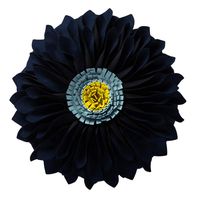 JWH Handmade 3D Flowers Accent Pillow Round Sunflower Cushion Decorative Pillowcase with Pillow Insert Home Sofa Bed Living Room Decor Gift 12 Inch / 30 cm Solid Suede Navy Blue