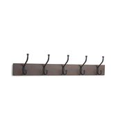 AmazonBasics Wall Mounted Standard Coat Rack, 5 Hooks, Set of 2, Espresso