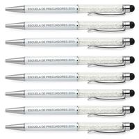 Pack of 20 Personalized 2 in 1 Gift Ballpoint Pens, Slim Capacitive Stylus & Black Ink Pens for iPhone 7, iPad, Tablets and other Touch Screen Devices, Engraved FREE (White)