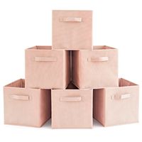 EZOWare Set of 6 Basket Bins Collapsible Storage Organizer Boxes Cube for Nursery Home - Pale Dogwood