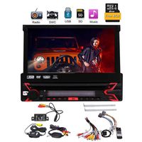 Upgarde Version Single Din 7 Inch Capacitive Touch Screen Car DVD CD Video Player Bluetooth Car Stereo Head Unit Support AM/FM RDS Radio USB/SD SWC with Free 8GB GPS map Card and Wireless Backup cam