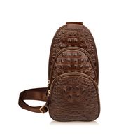 Yundou Men's Crocodile Embossed Genuine Leather Shoulder Handbags Crossbody Bags Messenger Bags (Coffee)