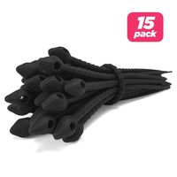 Reusable Silicone Cable Twist Ties Organizer Perfect for Cord Management, Electronics Wire Strips, Kitchen, Garden Rubber Wraps and Gear Zip Tie Straps (7 inches, Non-Velcro), 15 Pack - Black