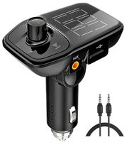 Comsoon Bluetooth FM Transmitter, [90 Degree Rotation] Wireless Radio Car Receiver Adapter Kit with Hand-Free Calling, Dual USB Charger 5V, 2.4A/1A, Support TF/SD Card, USB Disk, AUX Port (Black)