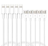 Cables, Luyishi 10FT 3M Charging Cables USB Cords Data Lines Compatible Durable Powerline White 5 Pack