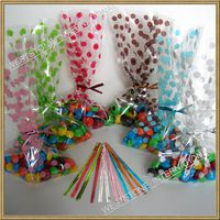 150pcs 5"x 8"Polka Dot" Gift Cello Bag (6 Colors) + Twist Ties