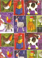Alex Clark Art Farmyard Animals Rolled Christmas Gift Wrap 2 Sheets of 19.5 in X 27.5 in