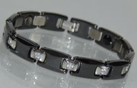 Black Ceramic Power Energy Magnet Therapy Bracelet with Magnets and Germanium (Link Removal Tool Included)- 38BR