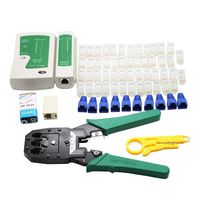 Network Tool Kit, FUNRUI 7 in 1 Professional Ethernet Network LAN Kit RJ11 RJ45 Cat5e Cat6 Cat7 Wire Cable Tester Crimping Tool Crimper, 50pcs RJ45 Coupler Joiners, Internet Coupler (65pcs Set)