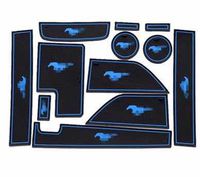 JDopption Blue Car Styling Rubber Gate Slot Pad Mat Cup Mat for Ford Mustang 2015 Up