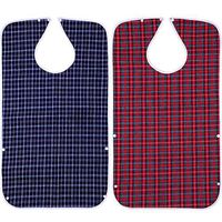 Patelai 2 Pieces Long Adult Bibs Waterproof and Reusable Patient Bibs Clothing Protector for Daily Using