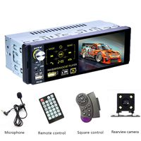 Podofo Single Din Car Stereo - 4.1 inches LCD Touch Screen Build-in Bluetooth MP3/MP5/USB/AM/FM/RDS Radio with Steering Wheel Control + Rear View Camera Support External Microphone/Subwoofer