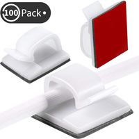 Blulu 100 Pieces Mini Outdoor Cable Clips with Adhesive Tapes Light Clips Decoration Clips Self Adhesive Hooks Wire Holder for Christmas and Fairy Light (White)