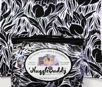 'NUGGLEBUDDY NEW!! Moist Heat & Aromatherapy Organic Rice Pack for Microwave. Cozy Black & White" MIDNIGHT IRIS" Flannel Fabric. UNSCENTED! Say"Hello" to your NEW Best Friend!