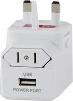 WORLD International Travel Adapter Plug for Universal Input with Dual Input for USB, Type A, C & G All-In-One AC Power Plugs Pack - WHITE
