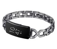 Bands Compatible with Inspire HR Bands Women - Inspire HR Bracelets/ Metal Wristbands Jewelry Watch Band/ Stainless Steel Replacement Bangle Strap for Fit bit Inspire HR Bands Small Large Silver Black