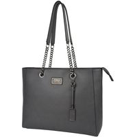 Laptop Tote,15.6 IN Top Zip Large Laptop Bag PU Leather Multi-Function Shoulder Bag with Sturdy Lengthen Chain-link Straps for Women
