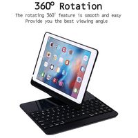 iPad 6th Generation 2018 Case Keyboard,TechCode Wireless Bluetooth Keyboard Case LED Backlit Cover W/ 360 Degrees Rotate Folio Slim Smart Keyboard Shell Auto Sleep/Wake for iPad 9.7'' 2018/2017,Black