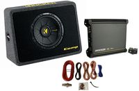 Kicker 40TCWS104 10" 600W Car Loaded Subwoofer Sub+Box+Amplifier+ 4 Ga Amp Kit