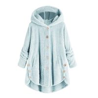 Women's Button Coat, Hypothesis_X Casual Lapel Faux Shearling Zipper Warm Winter Oversized Outwear Jackets Sky Blue