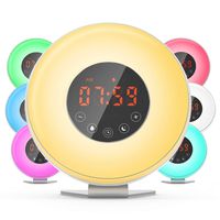 Dr.Meter Sunrise Alarm Clock - Digital LED Night Light Clock with 7 Color Switch and FM Radio for Bedrooms Colorful (JW-6639F)
