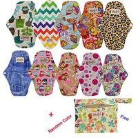 OHBABYKA Washable Reusable Bamboo Sanitary Napkins Pads for Women,Super-Absorbent, Soft and Comfortable (S, BBW-12)