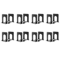 MaxGear Book Ends Universal Premium Bookends for Shelves, Non-Skid Bookend, Heavy Duty Metal Book End, Book Stopper for Books/Movies/CDs/Video Games, 6 x 4.6 x 6 in, Black (8 Pairs/16 Pieces, Large)