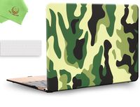 UESWILL 2in1 Rubberized Unique Pattern Solid Hard Shell Case with Clear Keyboard Cover for MacBook 12 inch with Retina Dsiplay (Model: A1534) + Microfibre Cleaning Cloth,Camo/Green