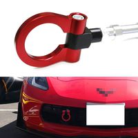 iJDMTOY Red Track Racing Style Front Bumper Tow Hook Ring Compatible With 2014-2019 Chevrolet Corvette Z06 ZR1 Z51, Made of Light Weight CNC Aluminum