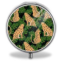 Custom Design Unique Tone Round Pill Box Medicine Tablet Organizer Or Coin Purse - Cheetah