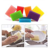 Lanyun Fast Delivery Cleaning Sponges Multicolor Rainbow Color Cute Garage Kitchen Dish Bowl Washing 7 Pcs (Multicolor)