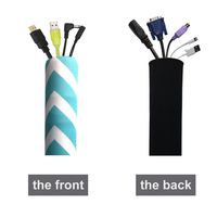 lantiao Cable Management Sleeves,Neoprene Cord Organizer with Free Nylon for TV USB PC Computer Network Wires ( 130 inches ) DIY by Yourself, Adjustable Black and White Reversible Wire Hider