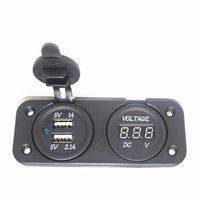 Motorcycle LED Voltmeter Panel Dual USB Charger+ Voltmeter with LED Indicator