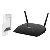 NETGEAR Nighthawk X4S Wall-Plug Tri-Band WiFi Mesh Extender (EX7500) with NETGEAR AC1200 Smart WiFi Router - Dual Band Gigabit (R6230)