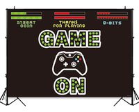 Funnytree 7X5ft Video Game On Party Backdrop Kids Retro Gaming Photography Background Boy Birthday Baby Shower Decorations Cake Table Banner Photo Booth Studio Props