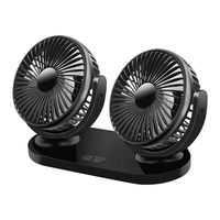 MODOAO 12V Car Fan Cooling Air Fan 2 Speed Dual Head Car Auto Cooling Air Circulator Fan Electric Car Fan Low Noise 360 Degree Rotatable with 2 Speed Adjustable for Truck Vehicle Boat (Black)
