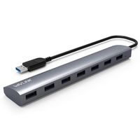 WAVLINK USB 3.0 Hub, 7 Port Aluminum USB 3.0 Data Hub with 5V/4A Power Adapter USB Splitter Hot Swapping for MAC, PC, USB Flash Drives and Other Devices