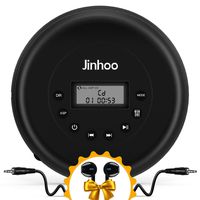 Portable CD Player with Wired Control Stereo Earbuds and AUX Cable, Jinhoo Rechargeable CD Player for car, FM Radio, Anti-Skip/Shockproof Protection Small Music Walkman MP3 Players