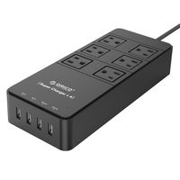 ORICO 6 Outlet Home/Office Power Strip Surge Protector with 5-Foot Cord and 4 USB Intelligence Charging Ports (5V6.8A 34W) -Black（TPC-6A4U）