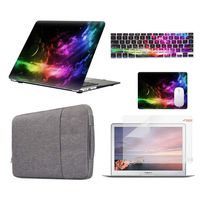 Funut 5 in 1 Bundle Deal Rubber Coated Glossy Plastic Hard Case Shell, Keyboard Cover, Screen Protector, Mouse Pad and Sleeve Bag for Apple MacBook Retina 13 A1502 A1425, Nebula