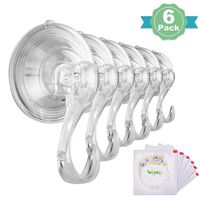 VIS'V Suction Cup Hooks, Removable Clear Heavy Duty Vacuum Suction Hooks with Cleaning Cloth Window Kitchen Bathroom Wall Hooks Hanger for Towel Loofah Sponge Cloth Key Christmas Wreath - 6 Packs