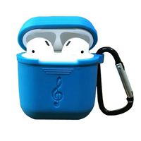 Natolor Silicone Bluetooth Airpods Protective Case Bag With Metal Carrying Hook For iPhone X Wireless Earbuds Protectiion Cover (Blue)