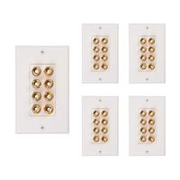 Buyer's Point Four Speaker Wall Plate, Premium Quality Gold Plated Copper Banana Binding Post Coupler Type (5 Pack)