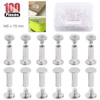 Hilitchi 50 Sets M5 x 5/10 / 15/25 / 35/45 Phillips Chicago Screw Posts Binding Screws Assortment Kit for Scrapbook Photo Albums Binding, Leather Repair (M5 x 15mm-50Sets)