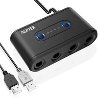 AGPTEK Gamecube Controller Adapter, Super Smash Bros Gamecube Adapter for Nintendo Switch, Wii U and PC USB with 4 Ports, Support Turbo, Home Button and Vibration, Plug and Play