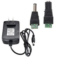 Diymore US Type 100-240V to DC 12V 2A AC/DC Power Supply Adapter Power Plug 5.5X2.1MM 1M Cable + 1Pair Male Female DC 2.1x5.5mm Power Plug Jack Adapter Connector for TDA7492P Amplifier Board Camera