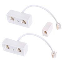 Phone Splitter 1 to 2, Landline Converter, Telephone Wall Jack Adapter for Landline and Fax Machine with Rj11 Coupler (2packs)